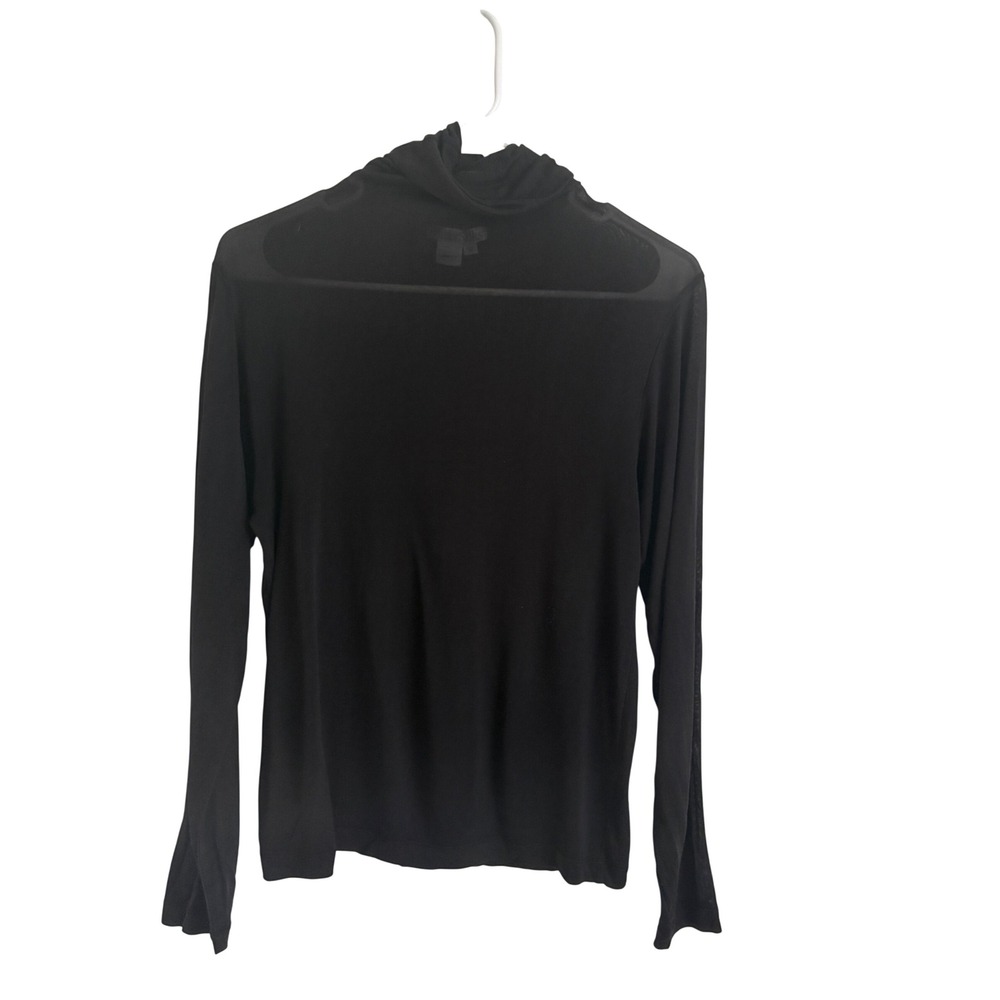 WinterSilks Vintage Black 100% Pure Silk Turtleneck Long Sleeve Top Medium